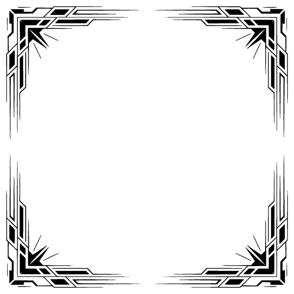 Art Deco Corner Border Frame on White Background vector