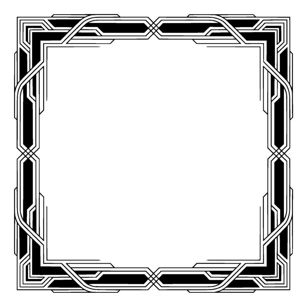 Art Deco Frame, Black and White Border, Geometric , Empty Space vector