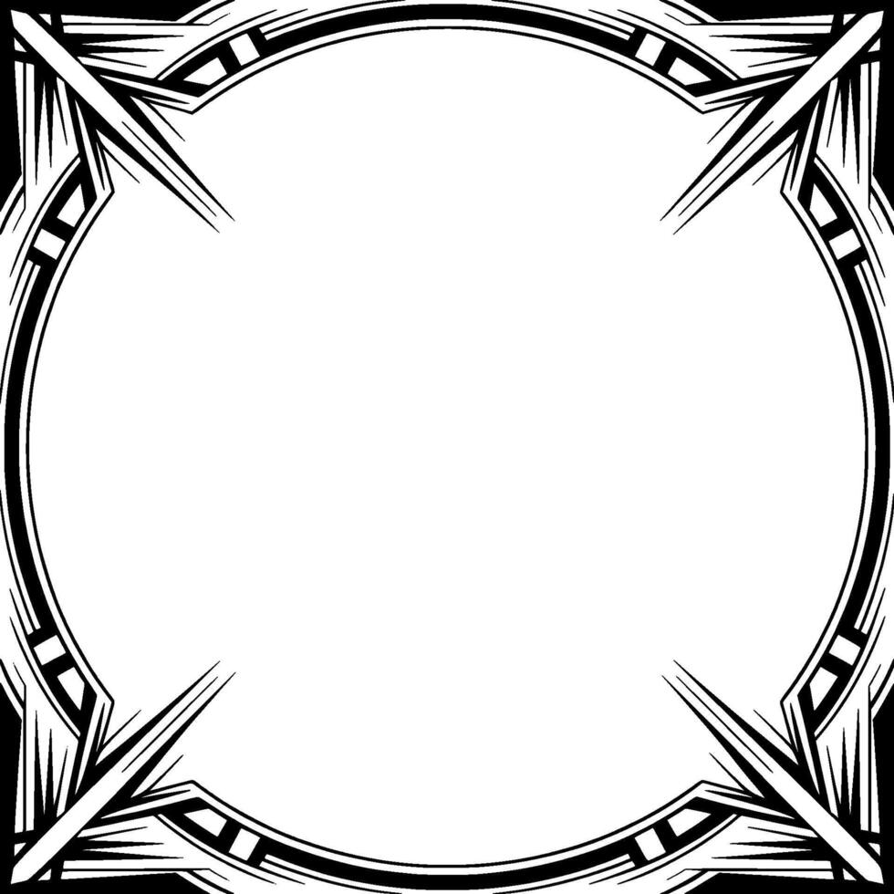 Art Deco Frame With Radial Background in Black and White vector