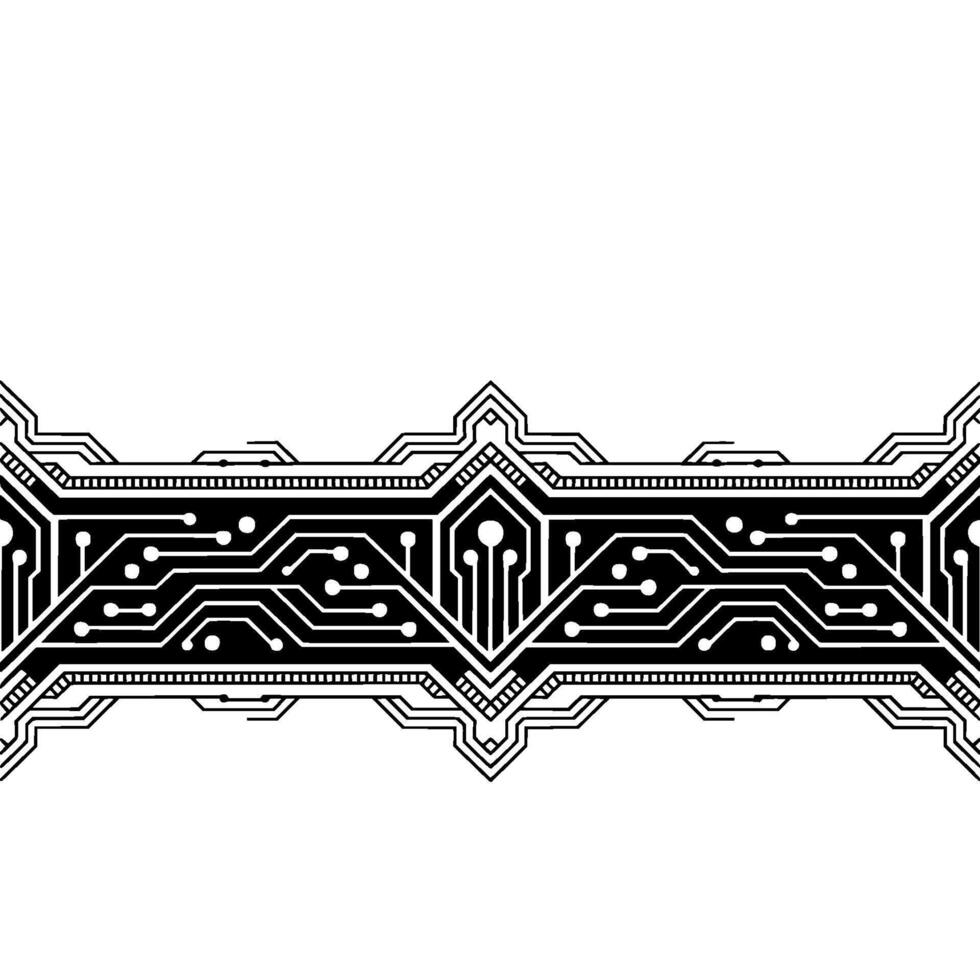 Modern Circuit Board Pattern Black White Tech vector