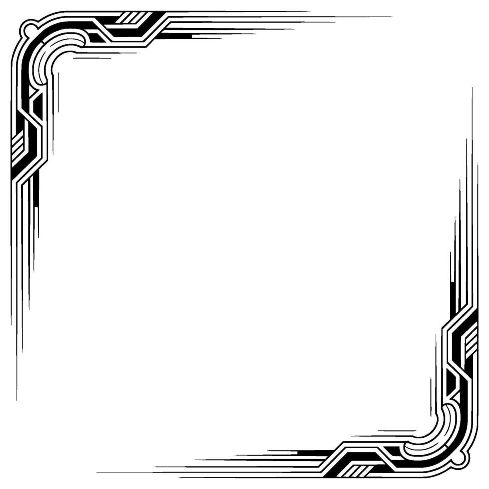 Art Deco Frame , Black and White Geometric Border on White vector