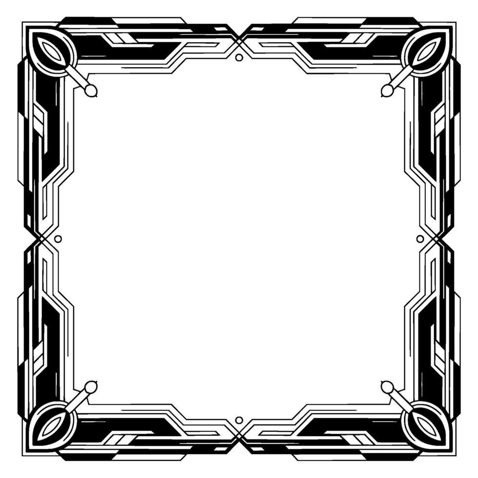 Geometric Art Deco Frame, Black and White Elegant Border vector