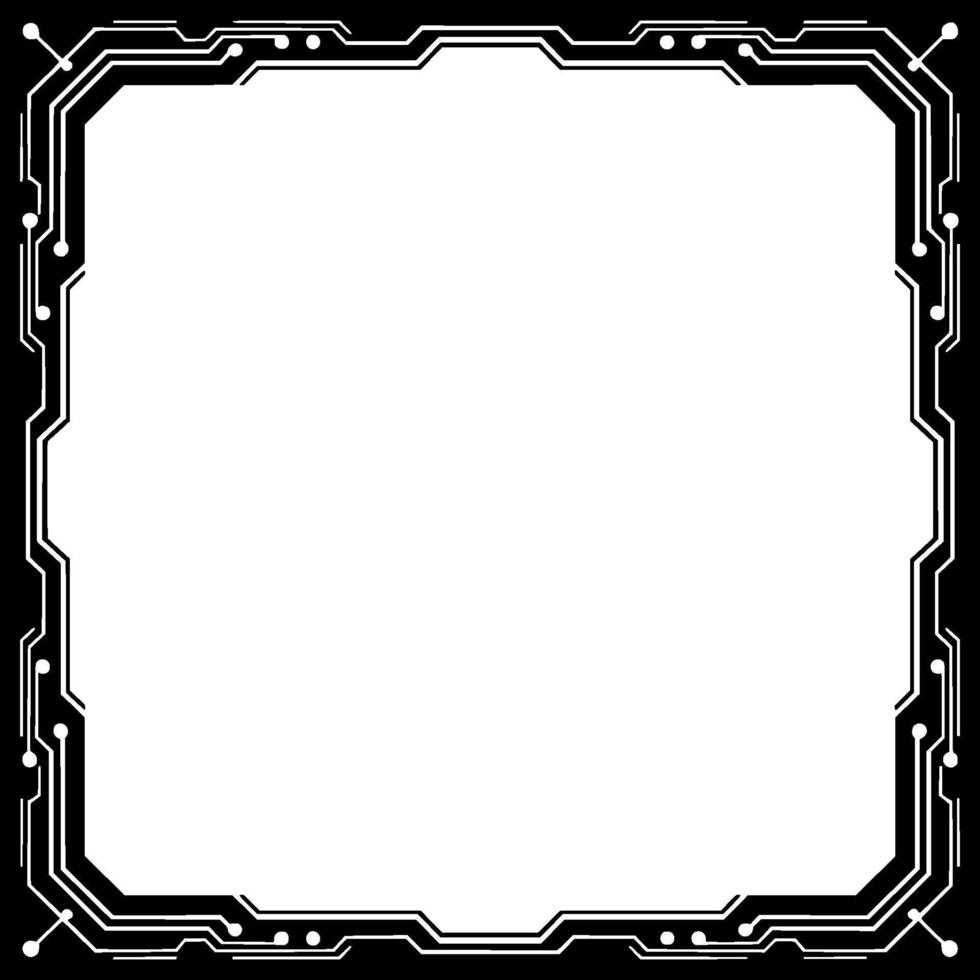 Futuristic Circuit Board Frame, Monochrome for Tech Presentation vector