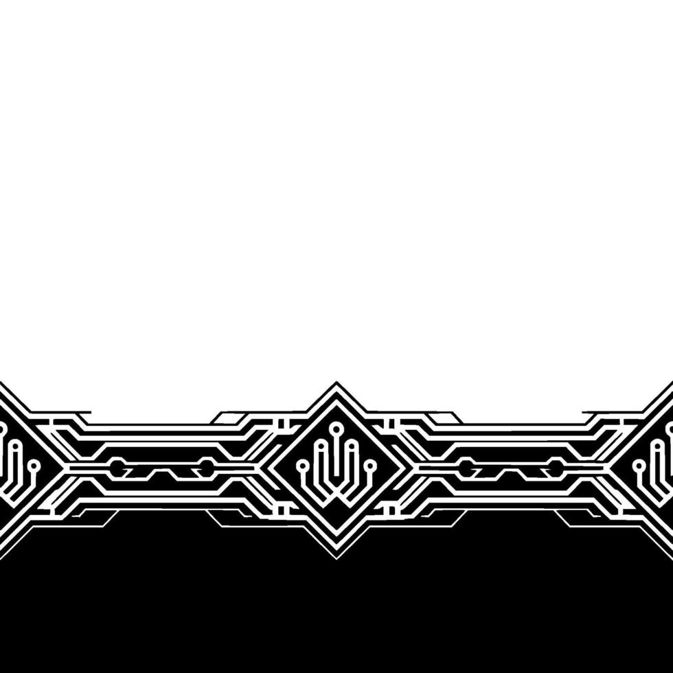 Digital Circuit Board Edge Geometric Black White for Technology Backgrounds vector