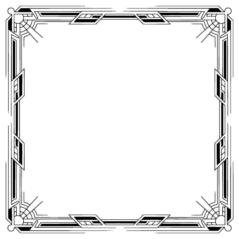 Art Deco Frame, Geometric Border, Black and White Element vector