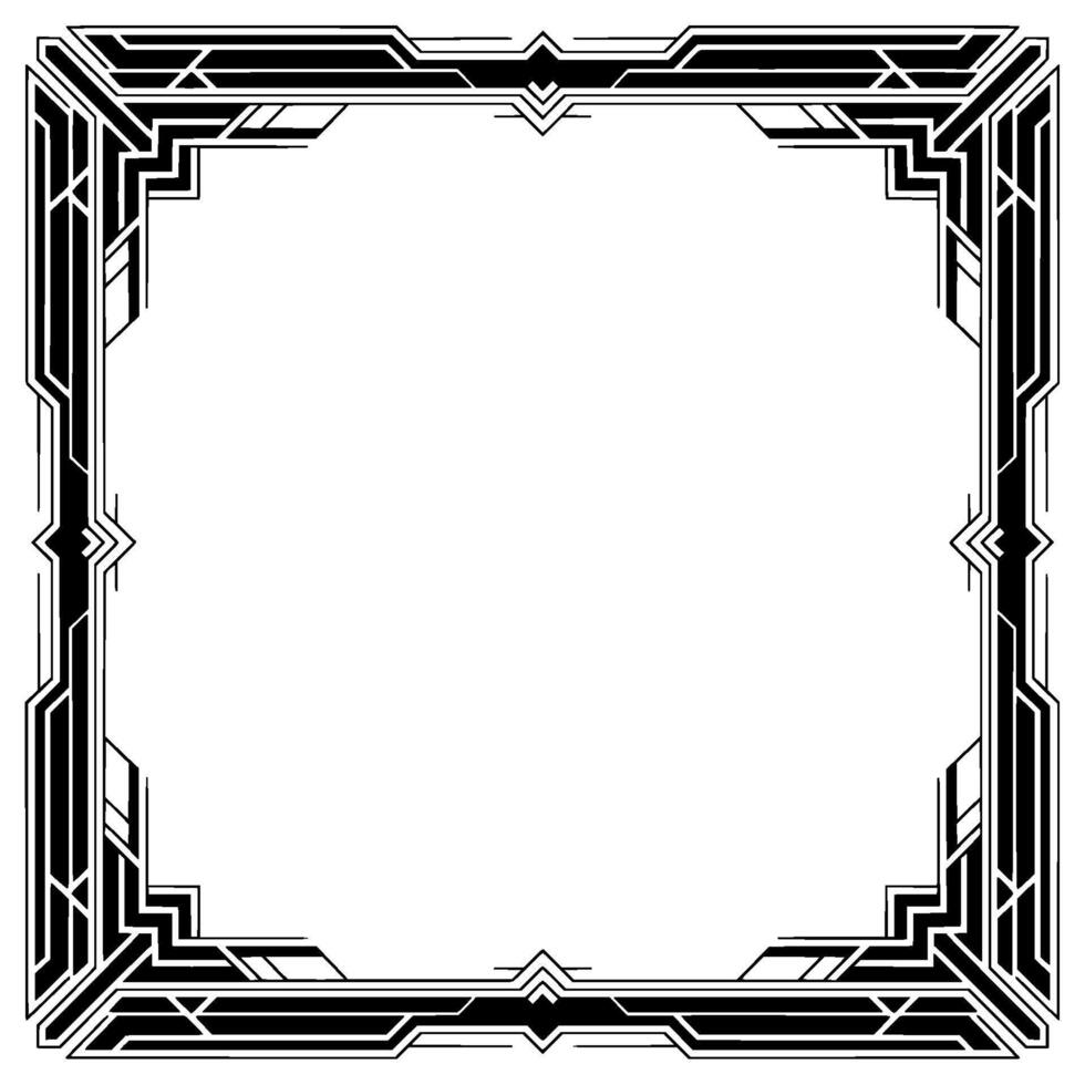 Art Deco Frame Black and White Geometric , Invitation Template vector