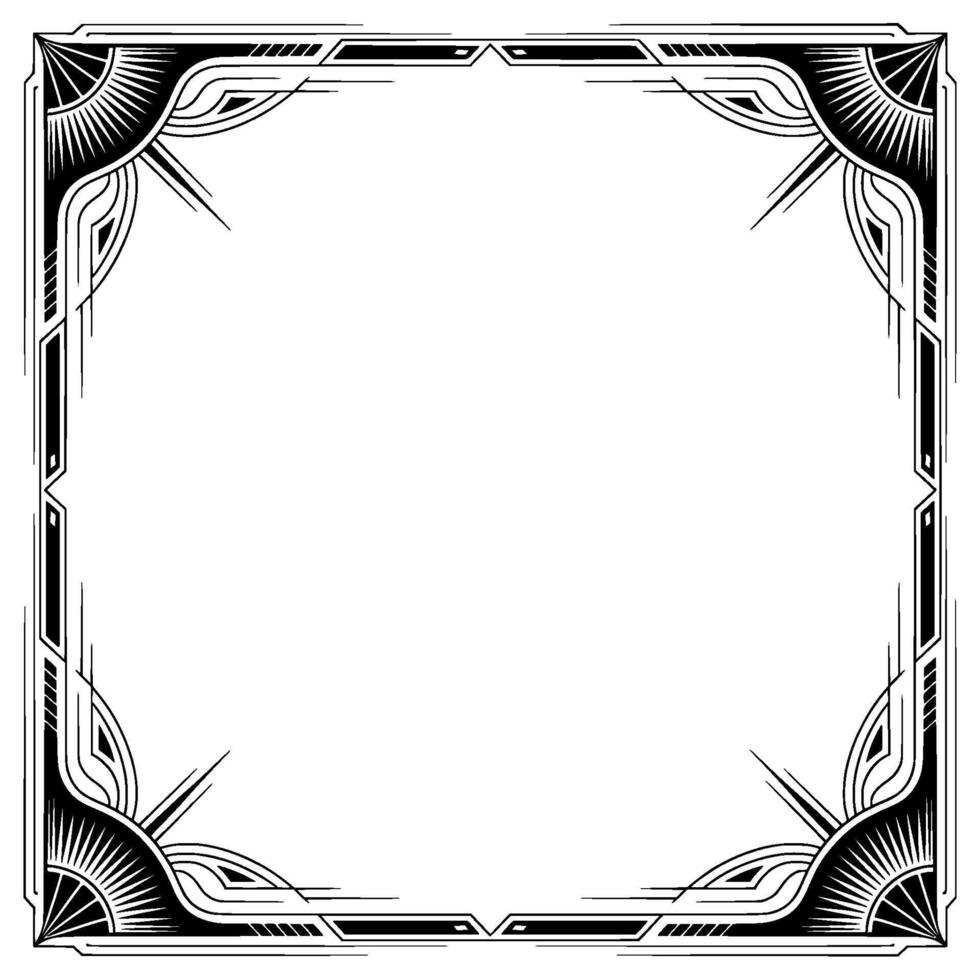 Art Deco Frame Geometric Border, Black and White, Blank Space vector