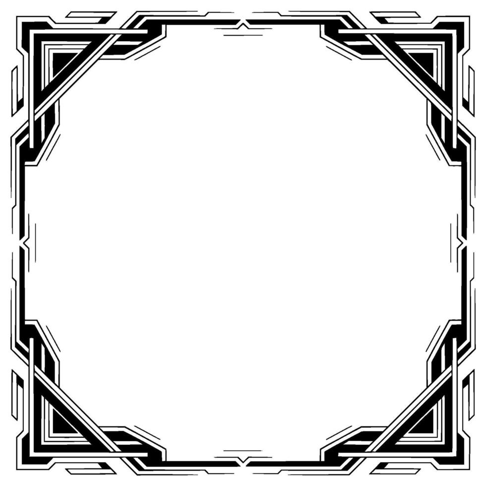 Geometric Art Deco Frame, Black White, vector
