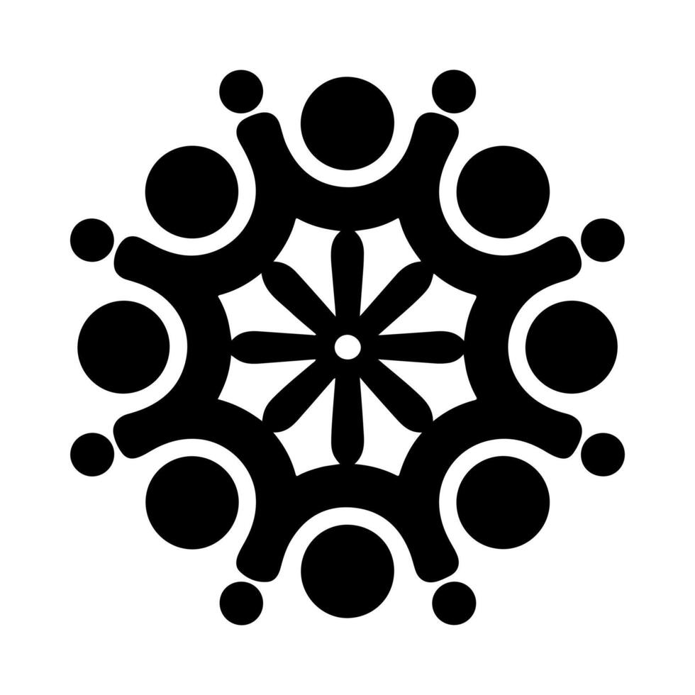 Abstract black and white symbol illustrating unity connection and circle design element vector