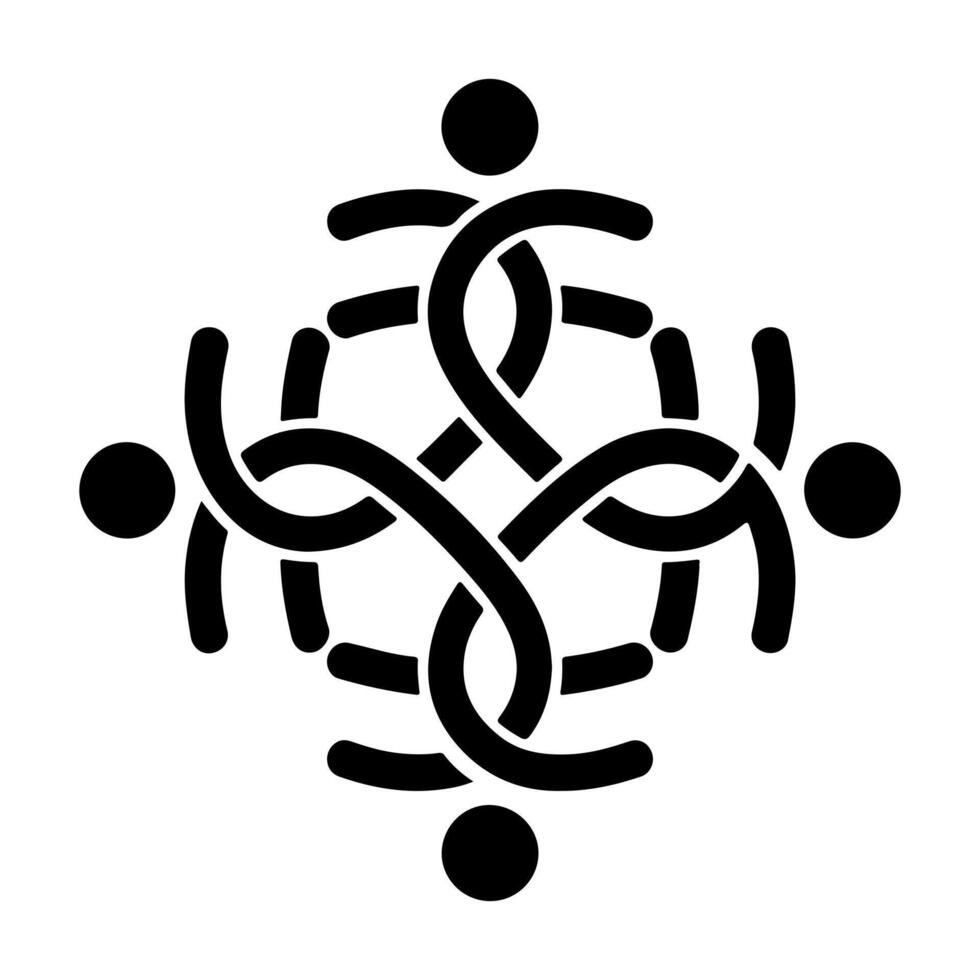 Abstract interconnected human figures symbolizing collaboration teamwork and unity in a circle. vector