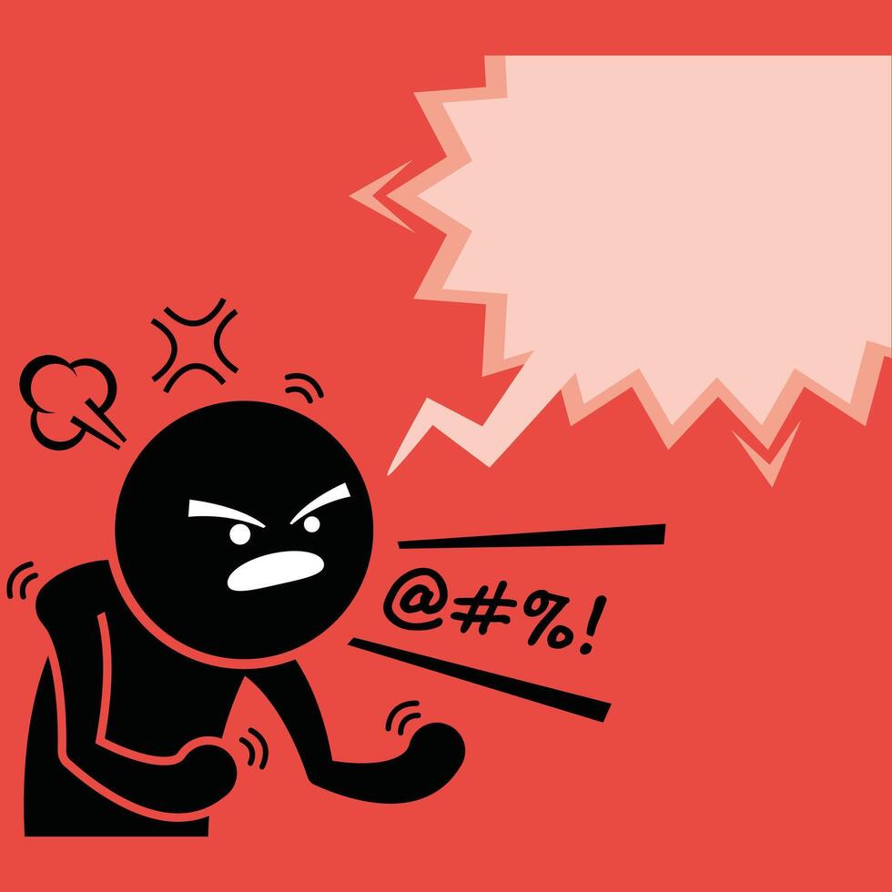 Angry Man Shouting Illustration Expressive Character Design vector