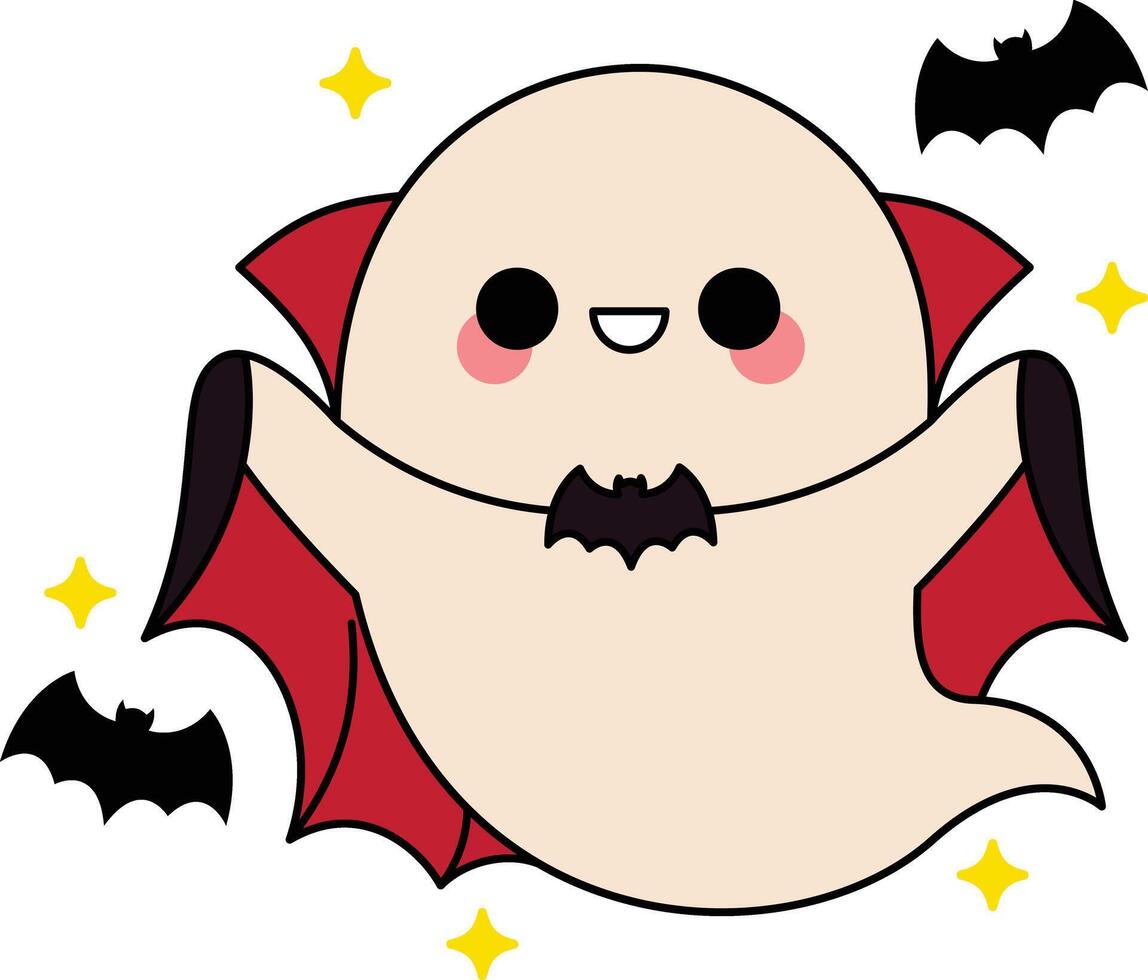 Cartoon Kawaii Halloween Ghost Vampire Dracula vector