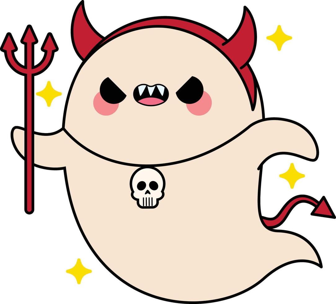 Kawaii Halloween ghost devil character vector