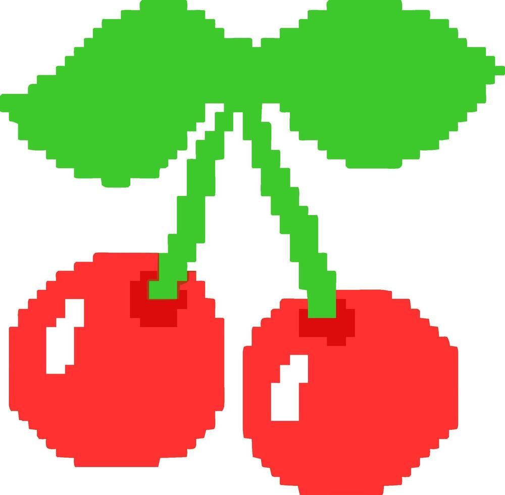 A pixel style cherries on a white background vector