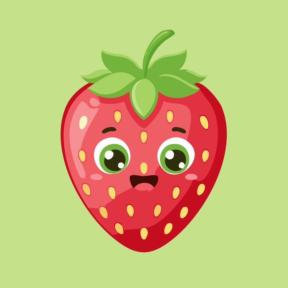 A cartoon strawberry with eyes and a face vector