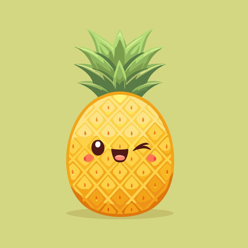 A cartoon pineapple with a face and eyes vector
