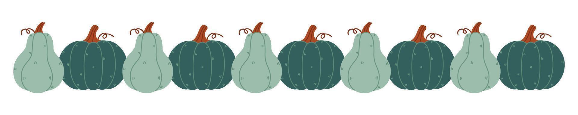 Autumn pumpkin seamless border for halloween, fall and thanksgiving vector