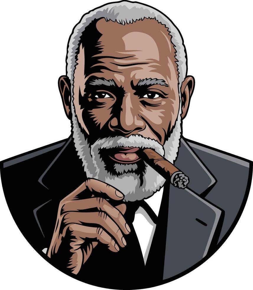 An old man with a cigar in his mouth vector