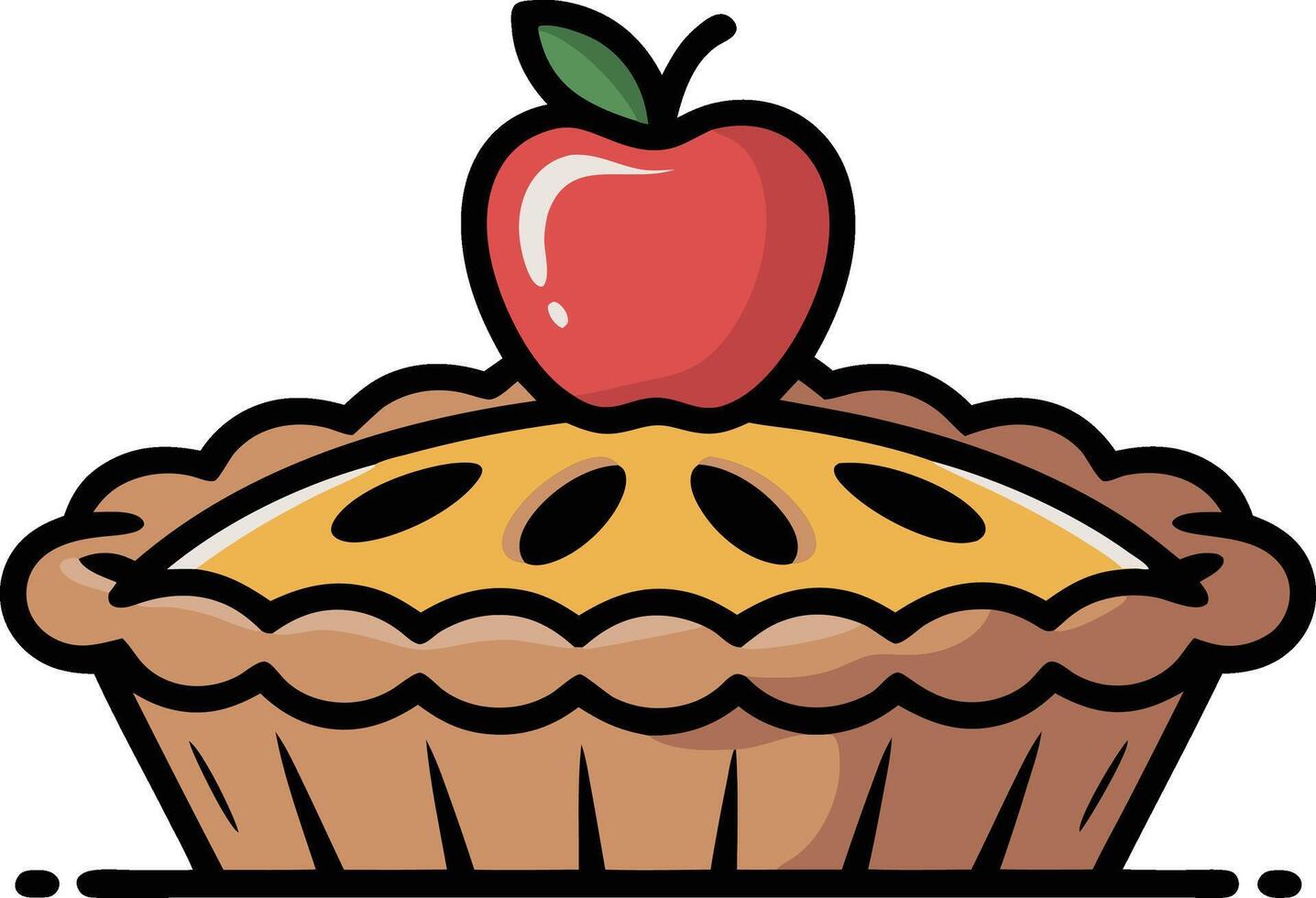 An apple pie with a red apple on top vector