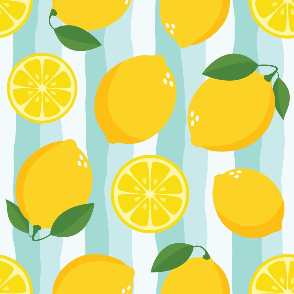 Yellow lemon seamless pattern vector