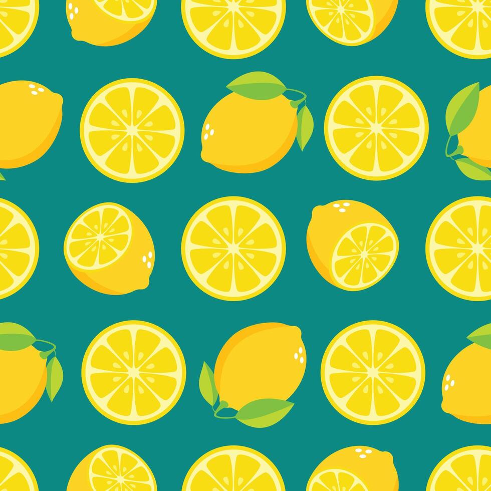 Lemon slice seamless pattern background vector