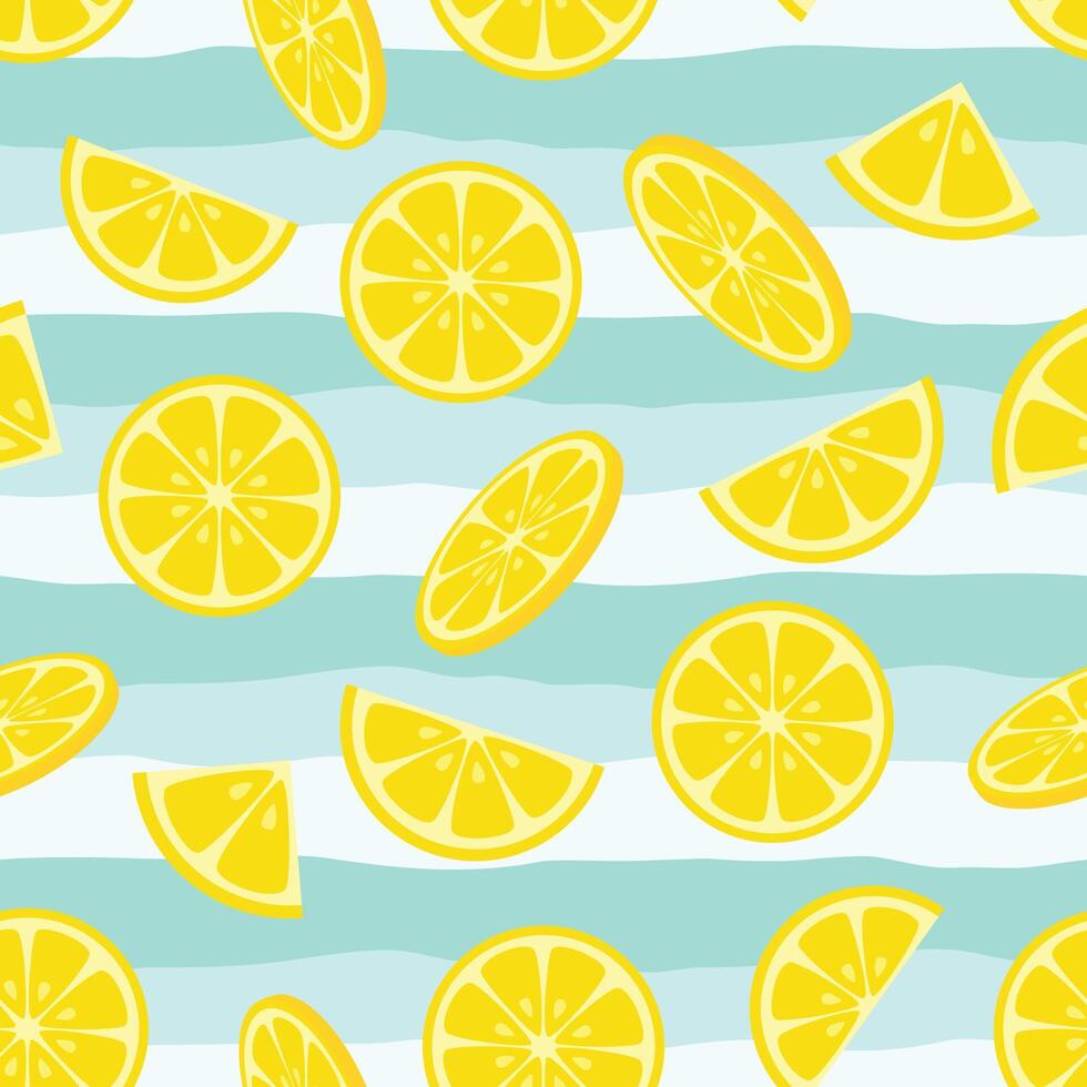 Seamless citrus lemon slice pattern background vector