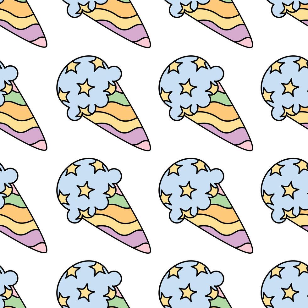 Seamless retro ice cream pattern background vector