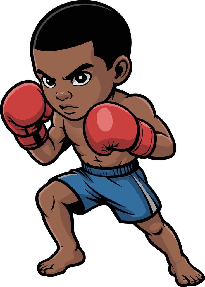 An illustration of a boy in boxing gear vector