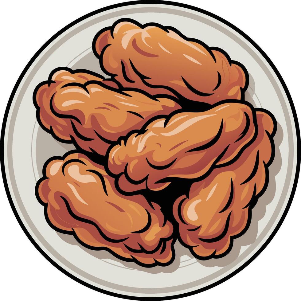 Chicken wings on a plate vector