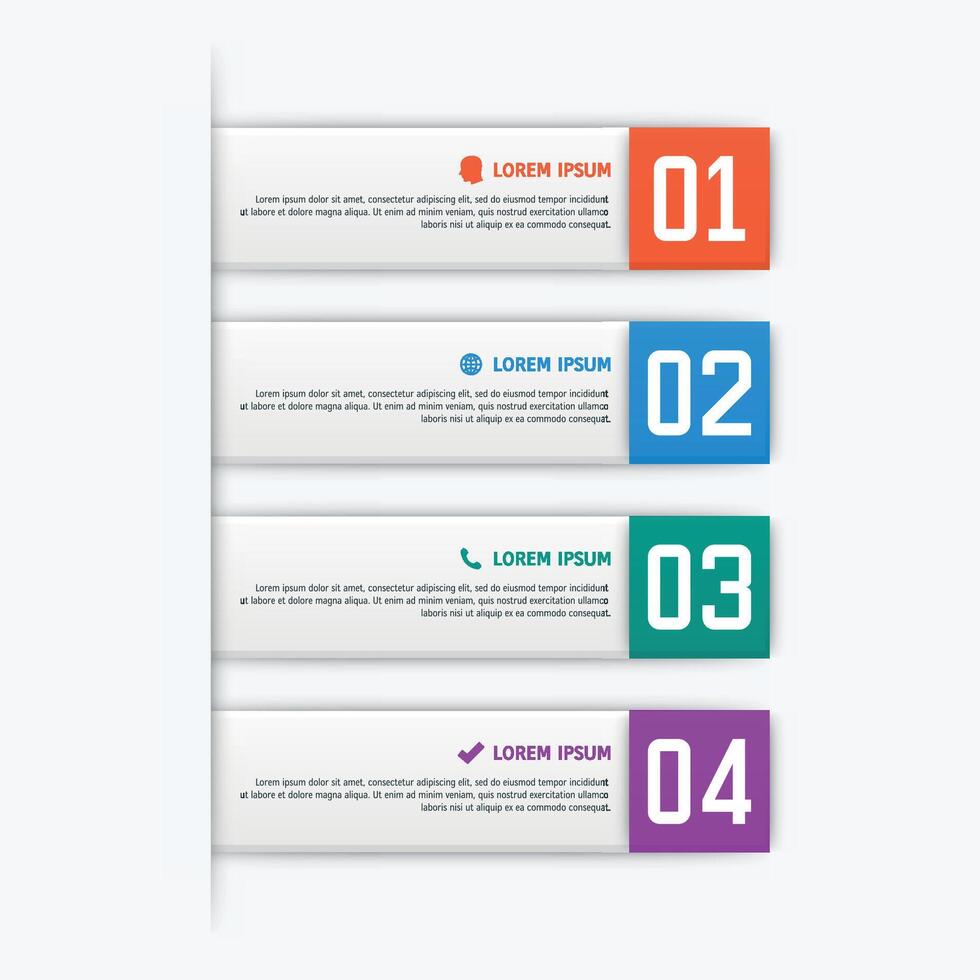 Infographics template with four options. Design Template for a chart, numbered banner, presentation, graph, report, web etc. vector