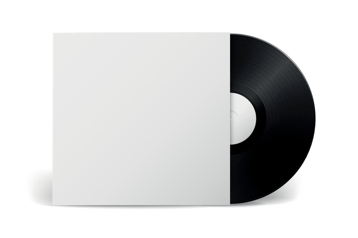 Realistic music gramophone vinyl LP record with cover isolated on white background. Design template of retro long play. vector