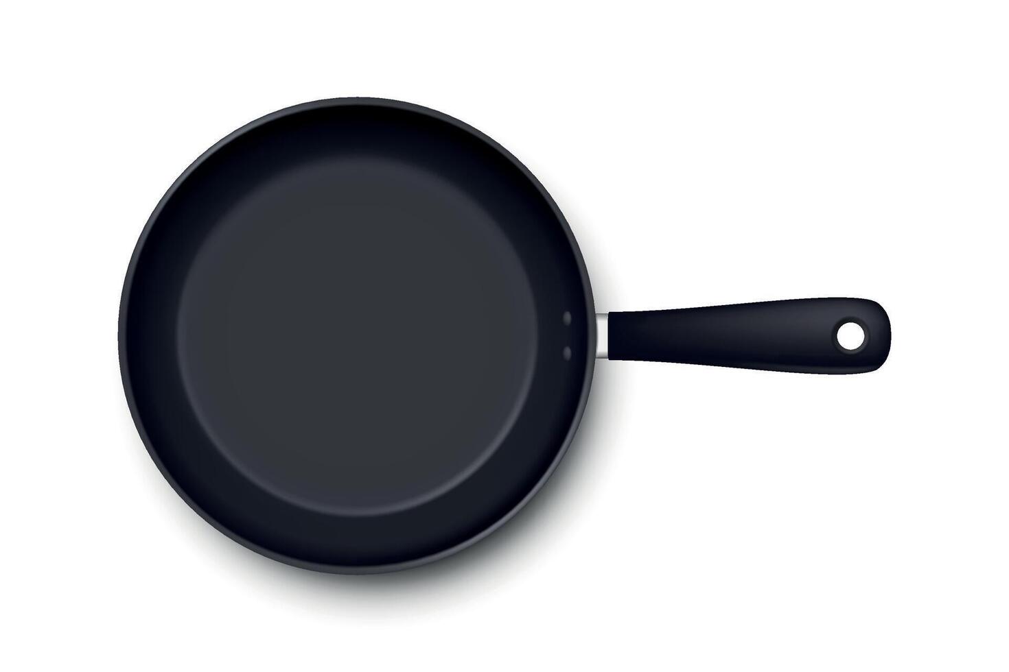 realistic empty frying pan icon in top view isolated on white background. Design template. vector