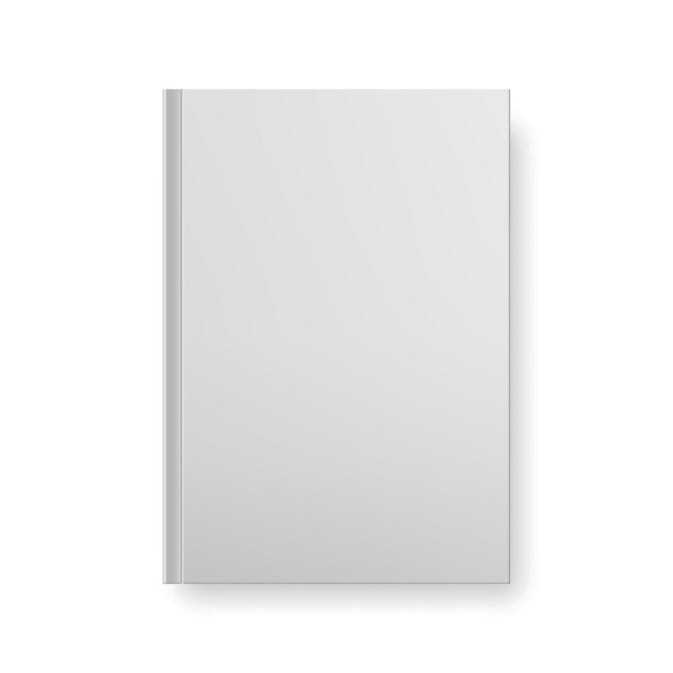 Blank Hardcover Book Mockup Isolated on White Background, Realistic Front Cover Template for Book Design, Print Layout, Branding Presentation, Magazine, Catalog or Notebook Illustration vector