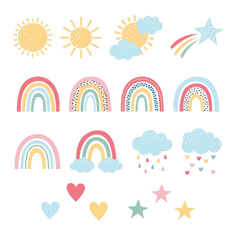 Cute sky elements collection vector