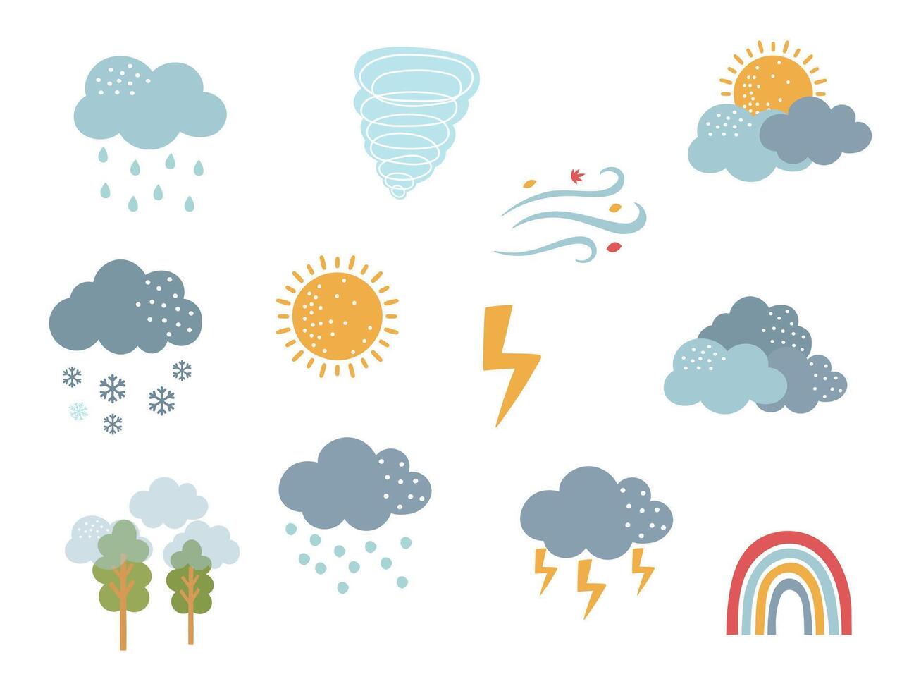 Cute Weather Illustration Set vector