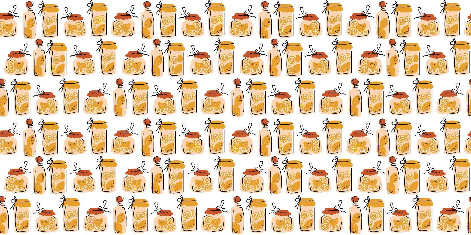 A pattern with many bottles of mustard and mustard vector