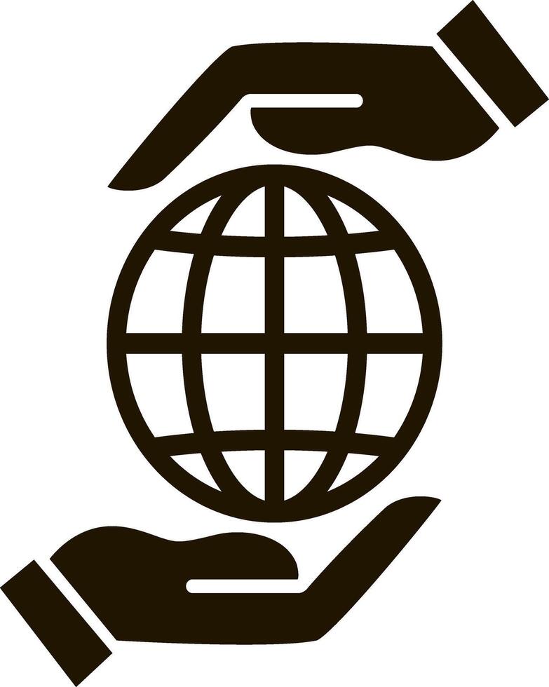 Globe in hands design. Logo global eco of ground. World stencil icon vector