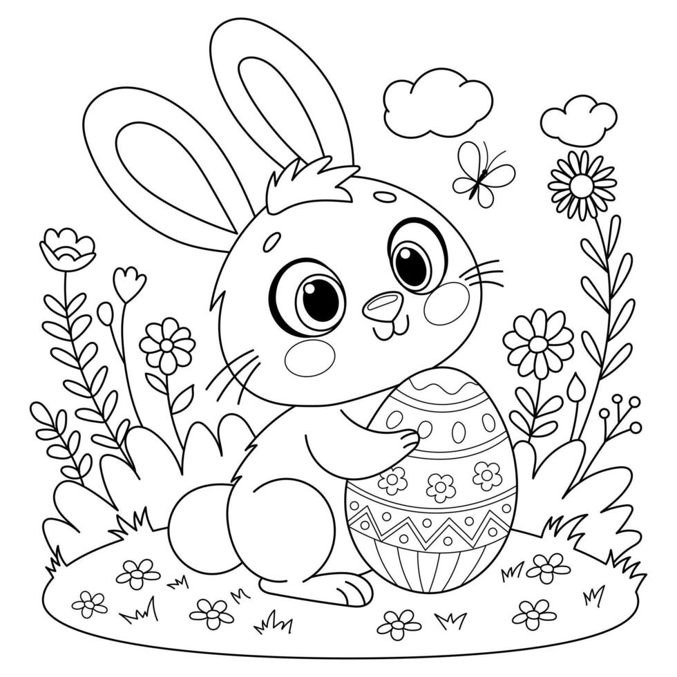 easter bunny coloring book vector