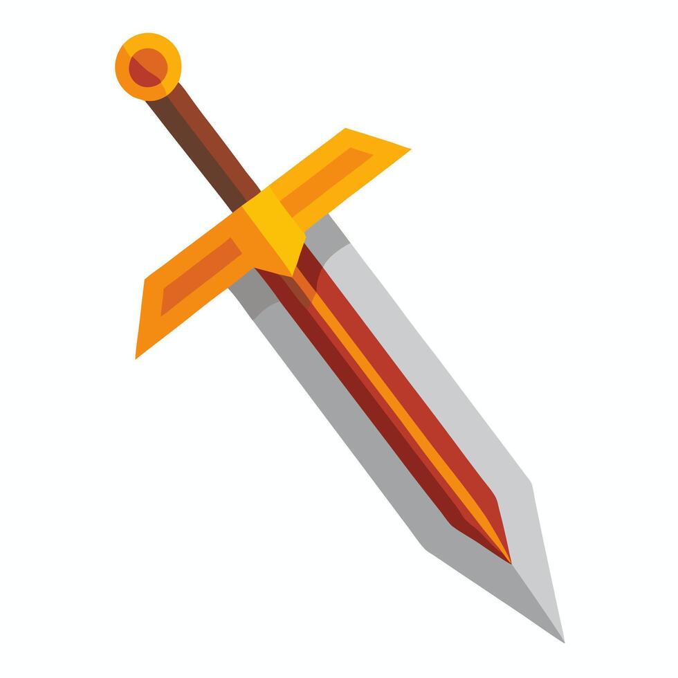 A sword with a red and orange handle on a white background vector