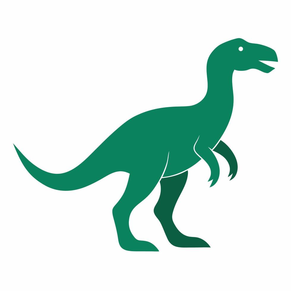 A green dinosaur is standing on its hind legs vector