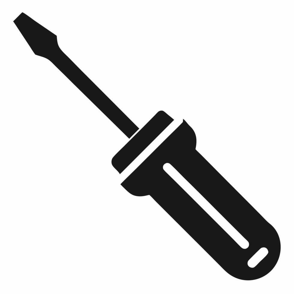 A black and white illustration of a screwdriver vector