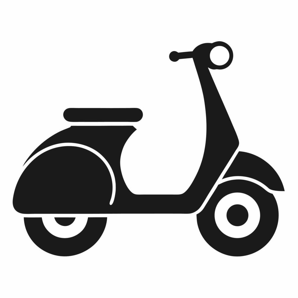 A black and white illustration of a scooter vector