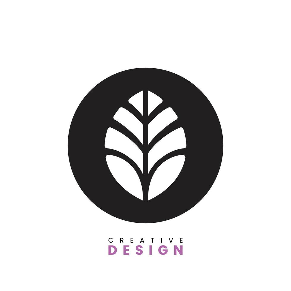 leaf abstract monochrome logo vector