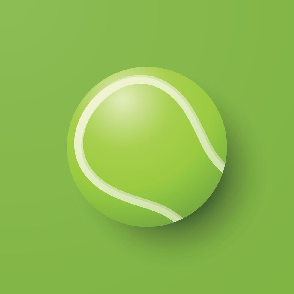 3d Tennis Ball Icon is on the Green Background Closeup. Tennis Ball Design Template, Sports Concepts, Competition Promotions, Advertisements, Graphics for a Tennis Event. Sports Background vector