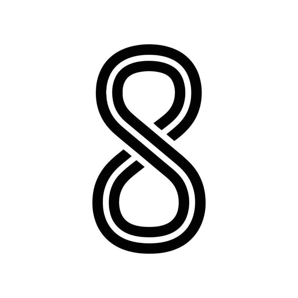 A graphic representation of the infinity symbol, rendered in a minimalist style. The design features two intertwined loops, creating a figure eight shape. vector