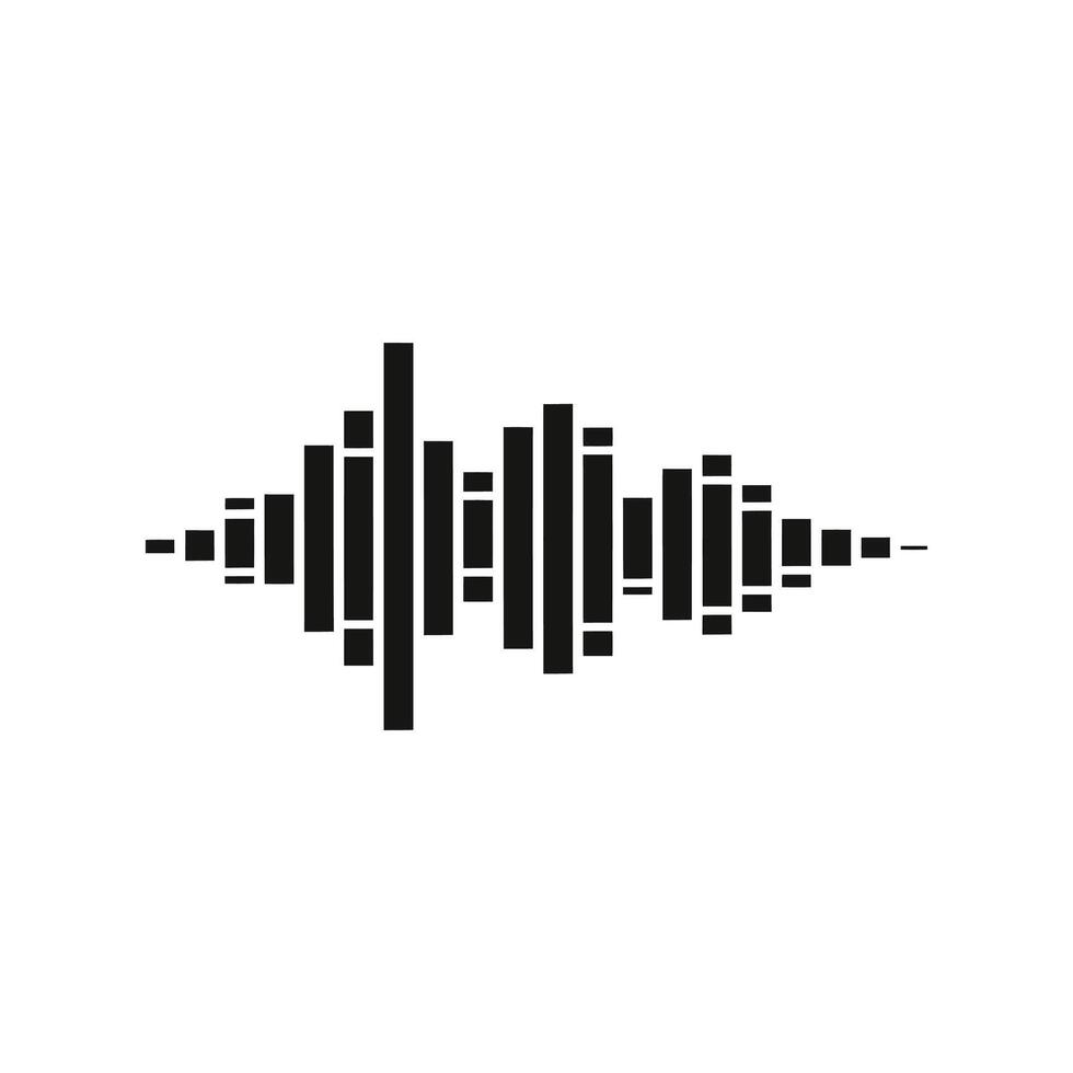 Black soundwave graphic on white. The audio visualization shows amplitude changes. Simple, clean design for sound or music concepts. vector