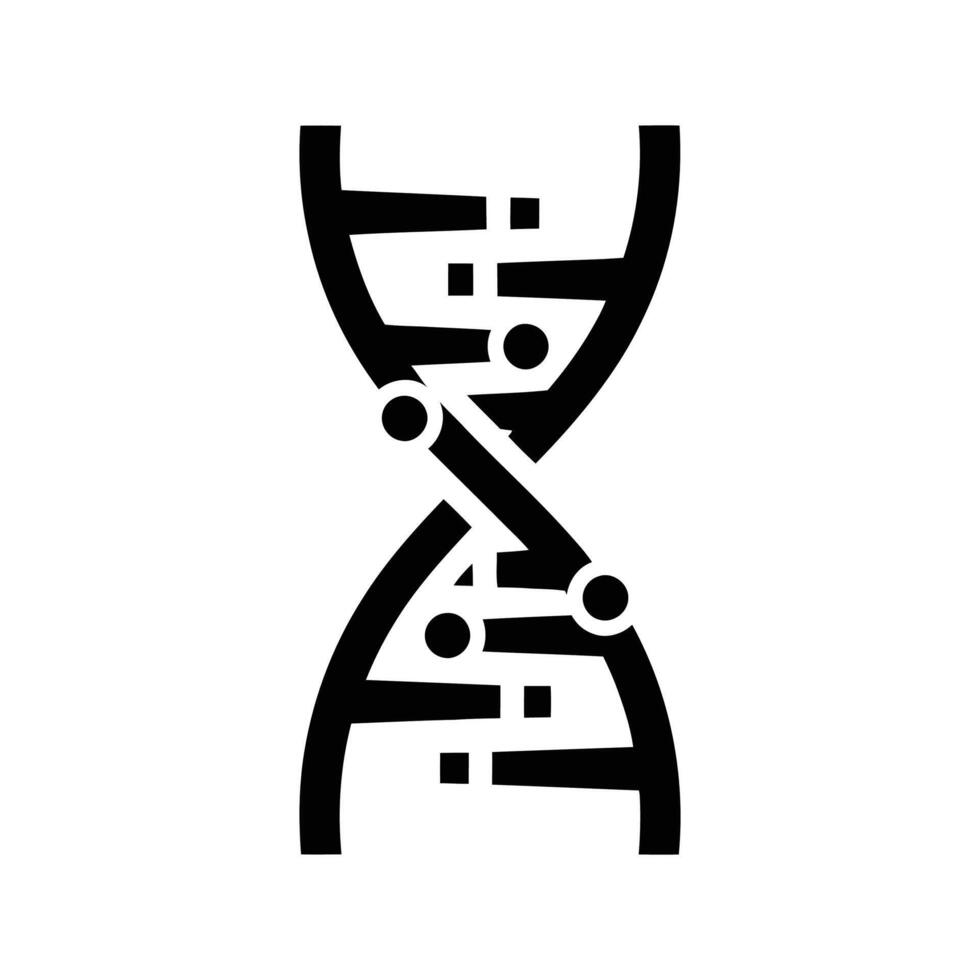 A graphic illustration of a DNA double helix, rendered in black against a white background, showcasing the molecular structure. vector
