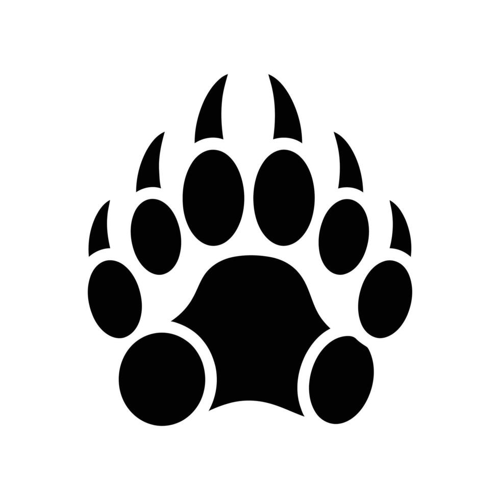 Bold black bear paw print graphic, perfect for logos or branding. vector