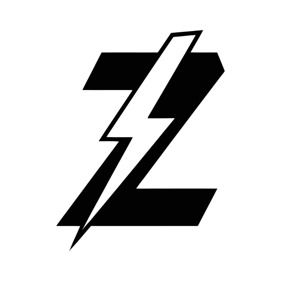 A striking graphic design featuring a stylized letter Z with a lightning bolt element, rendered in contrasting black and white. The design is clean and modern. vector