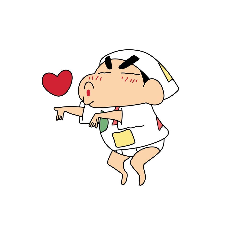 Shinchan with cute face and love vector